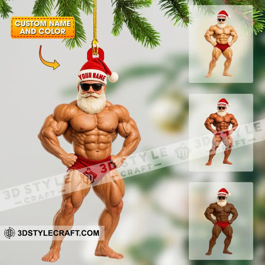 Bodybuilder Santa Home Decor Christmas Ornament Personalized Ornament 3.54’’ / 1 Ornament Ornament