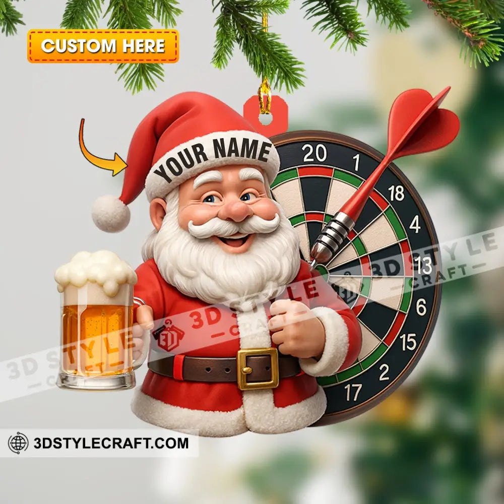 Christmas Darts And Beer Lover Home Decor Christmas Ornament Personalized Ornament 3.54’’ / 1 Ornament Ornament