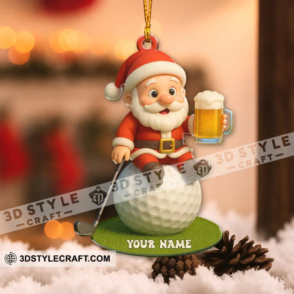 Christmas Golf And Beer Santa Home Decor Christmas Ornament Personalized Ornament Ornament