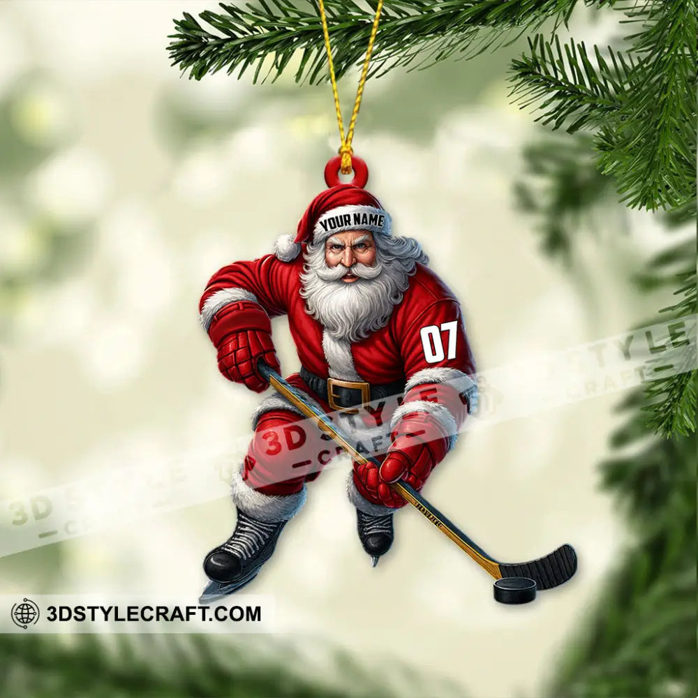 Christmas Hockey Santa Home Decor Christmas Ornament Personalized Ornament Ornament