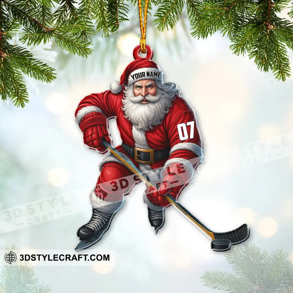Christmas Hockey Santa Home Decor Christmas Ornament Personalized Ornament Ornament