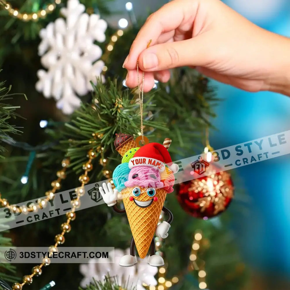 Christmas Ice Cream Santa Home Decor Christmas Ornament Personalized Ornament Ornament