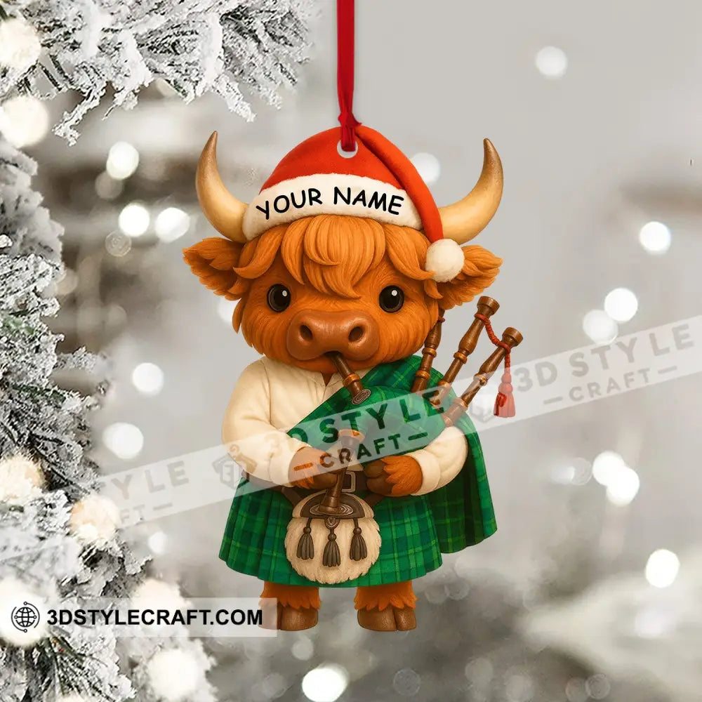 Christmas Scottish Highland Cow Home Decor Christmas Ornament Personalized Ornament Ornament