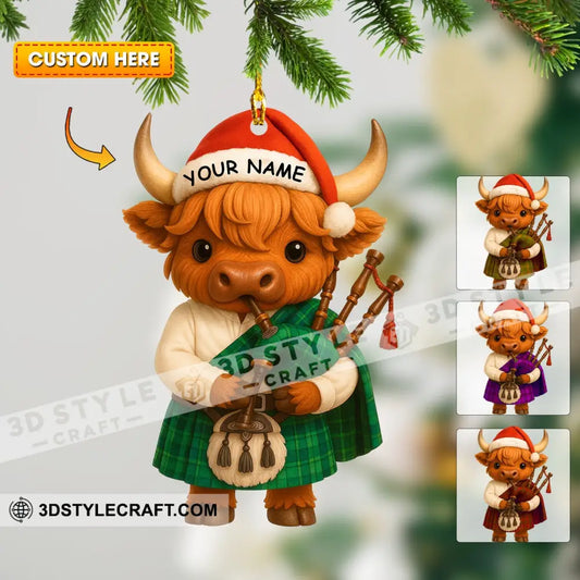 Christmas Scottish Highland Cow Home Decor Christmas Ornament Personalized Ornament 3.54’’ / 1 Ornament Ornament