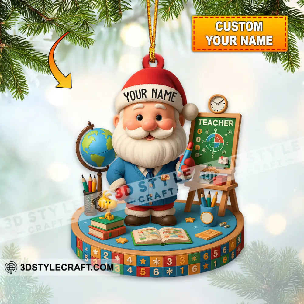 Christmas Teacher Santa Home Decor Christmas Ornament Personalized Ornament 3.54’’ / 1 Ornament Ornament