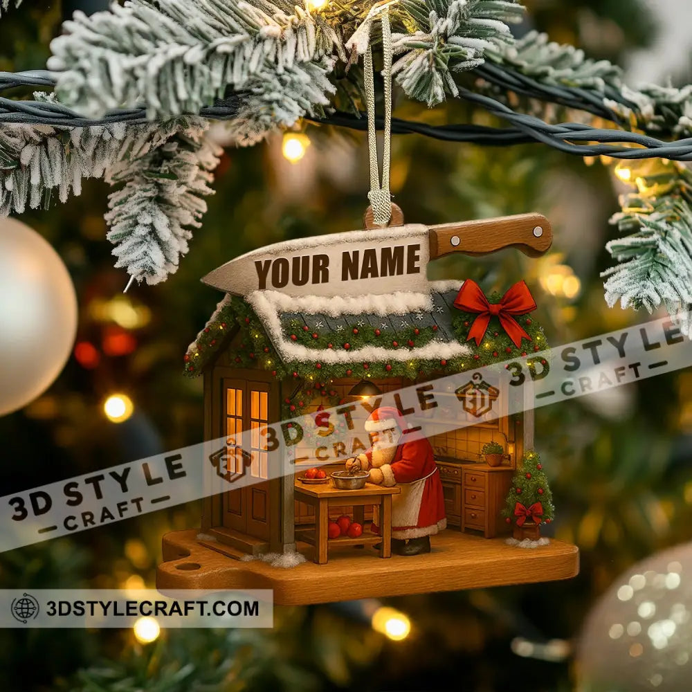 Cooking Santa Home Decor Christmas Ornament Personalized Ornament Ornament