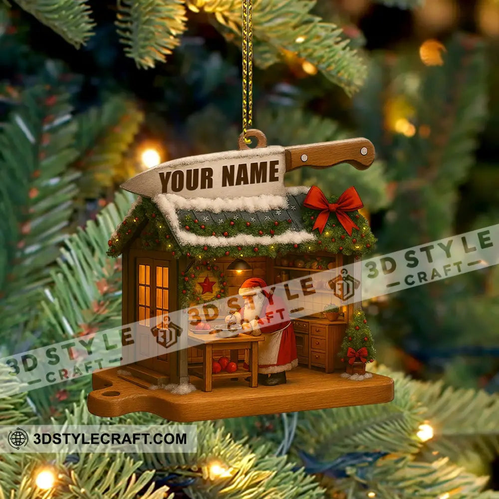 Cooking Santa Home Decor Christmas Ornament Personalized Ornament Ornament