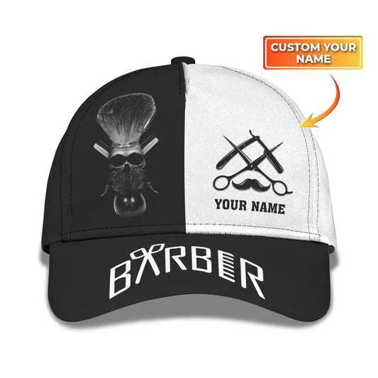 Custom Name Barber Classic Cap Personalized Hairstylist Hat Unisex T-Shirt