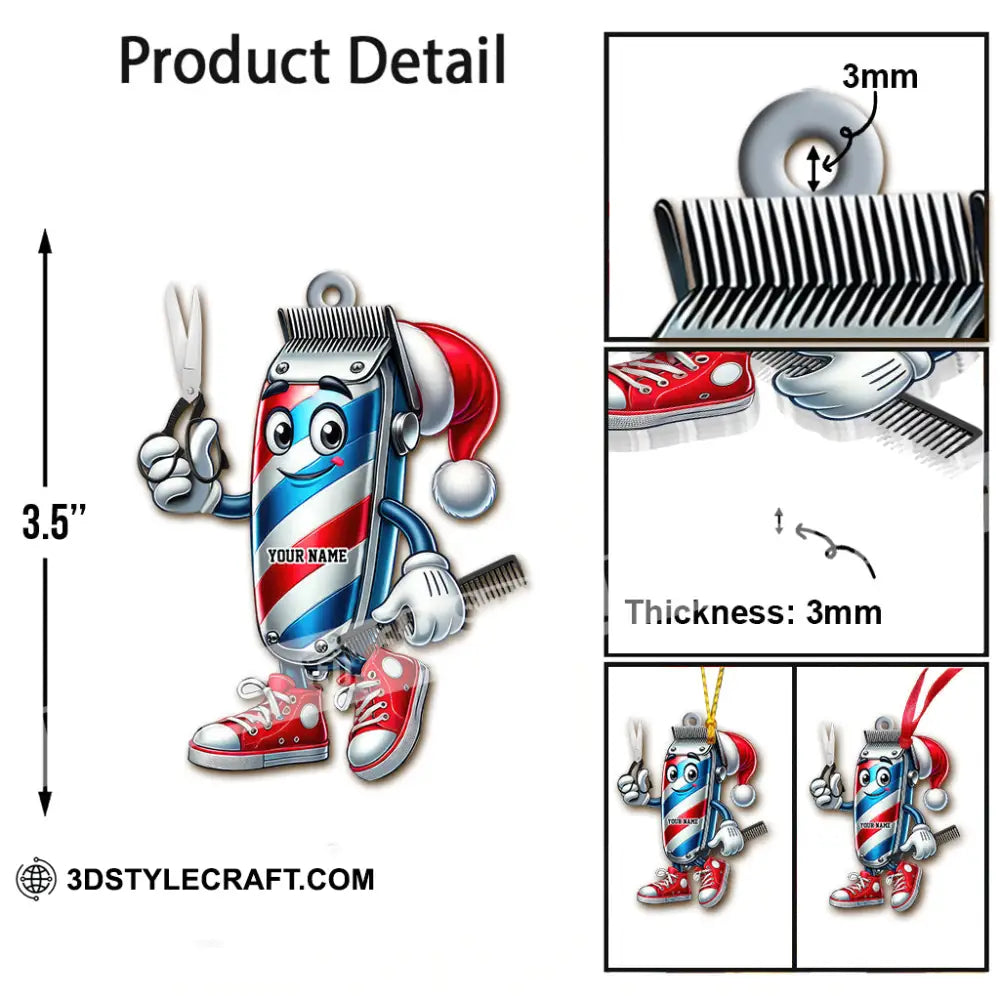 Custom Name Barber Ornament Christmas Decoration For Shop