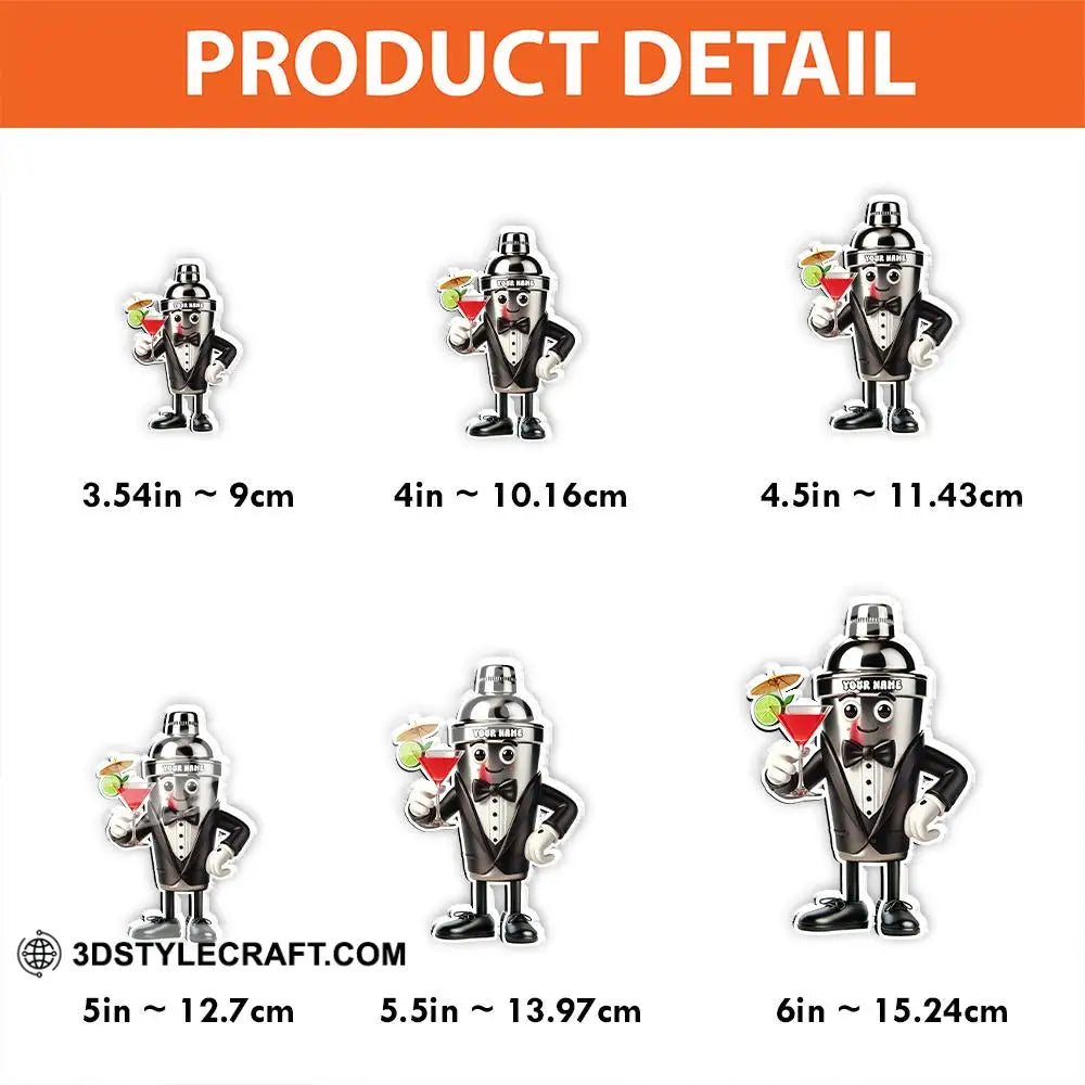 Custom Name Bartender Fridge Magnet Gift For