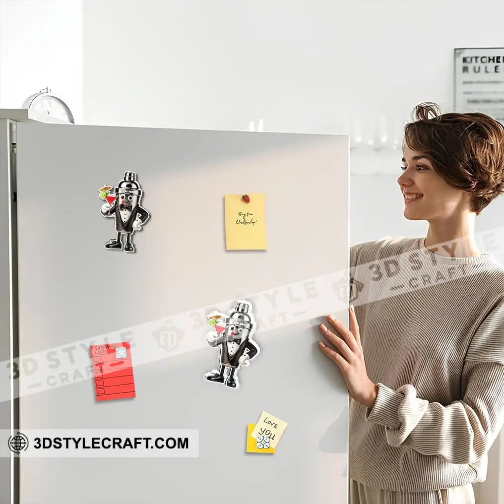 Custom Name Bartender Fridge Magnet Gift For