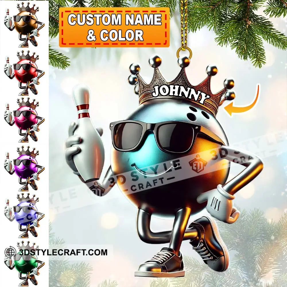 Custom Name Bowling Christmas Ornament Lover Gift