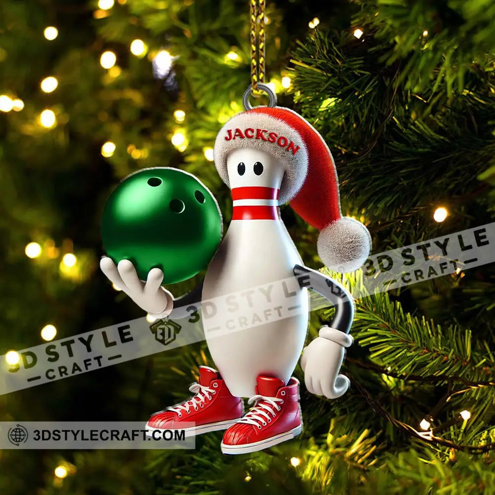 Custom Name Bowling Christmas Ornament Lover Gift