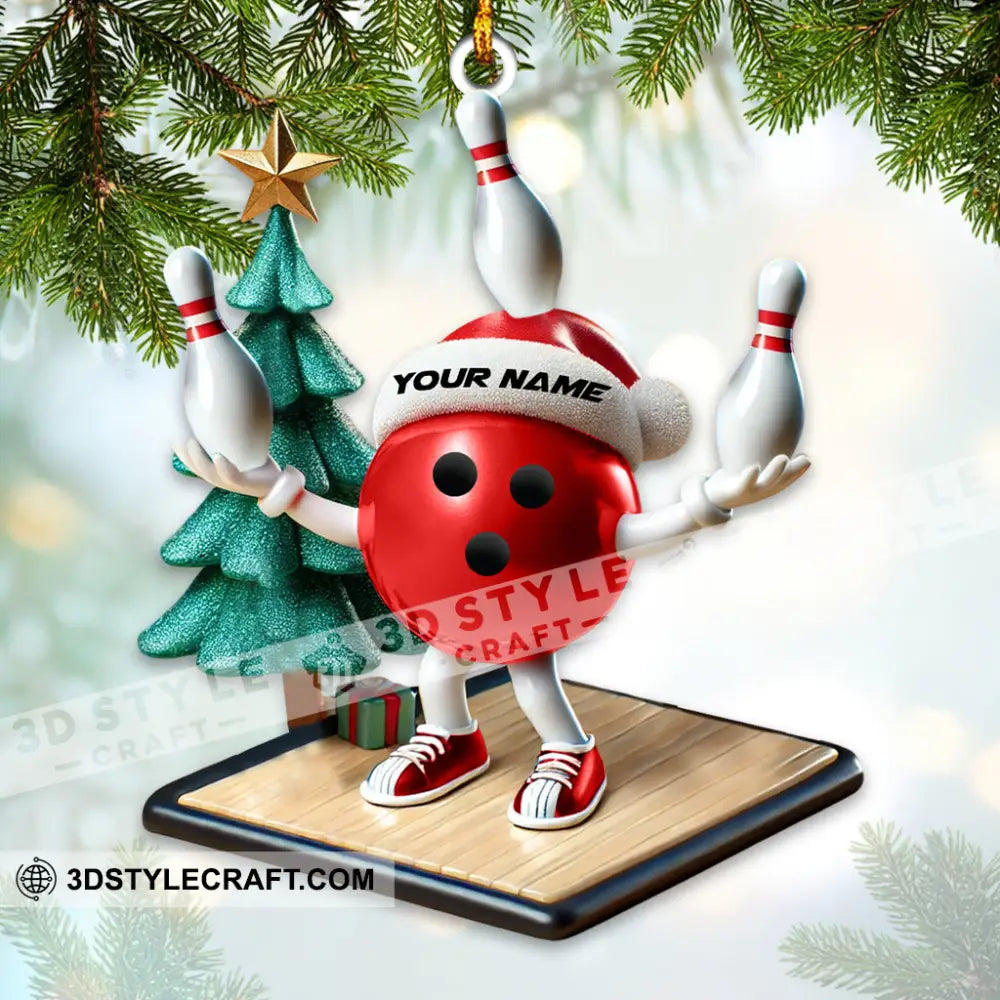 Custom Name Bowling Ornament Lover Christmas Gift 3.54’’ / 1
