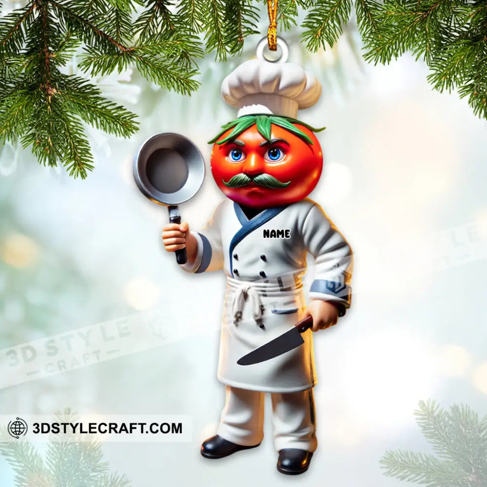 Custom Name Chef Ornament Christmas Gift For Cooking Lover 3.54’’ / 1