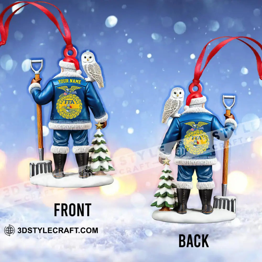 Custom Name Ffa Ornament Santa Farmer Christmas