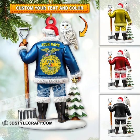 Custom Name Ffa Ornament Santa Farmer Christmas