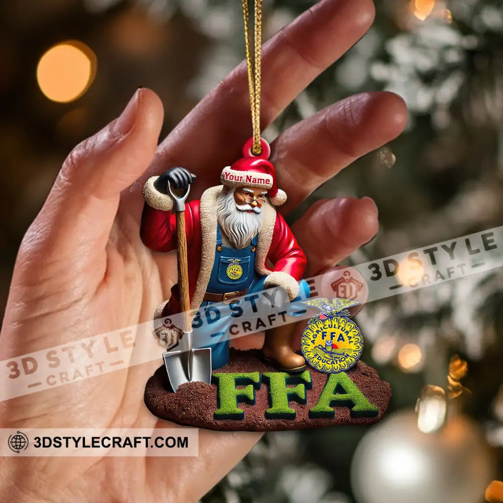 Custom Name Ffa Ornament Santa Farmer Christmas