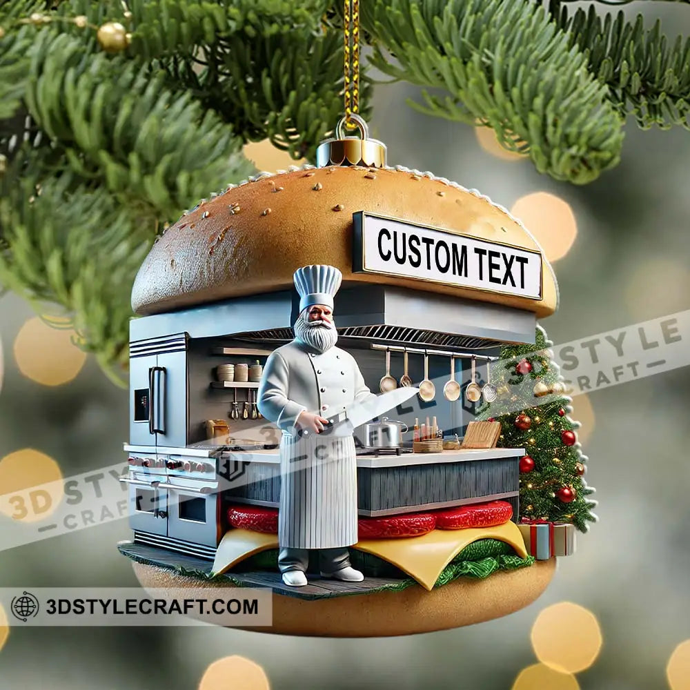 Custom Name Hamburger Shop Ornament Hot Dog Santa Christmas Gift