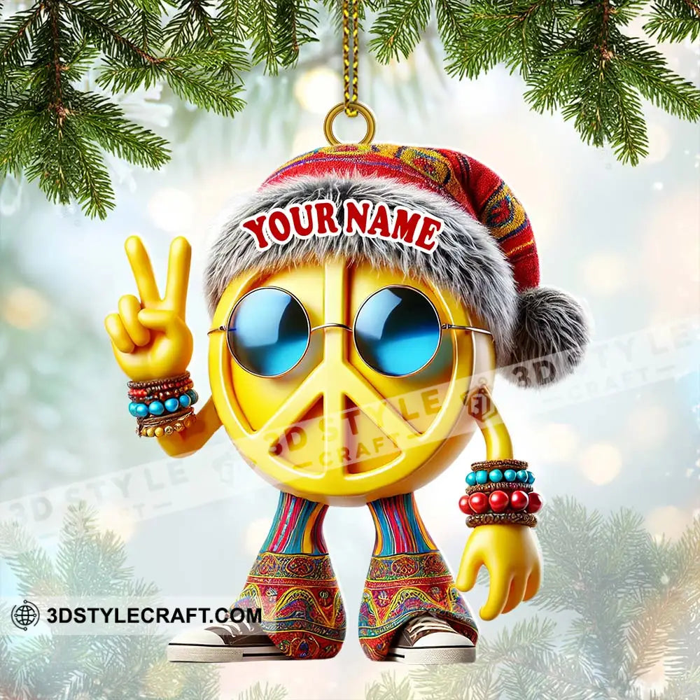 Custom Name Hippie Love Ornament Christmas Gift Decoration