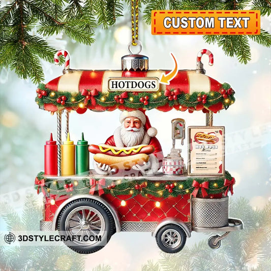 Custom Name Hot Dog Shop Ornament Santa Christmas Gift