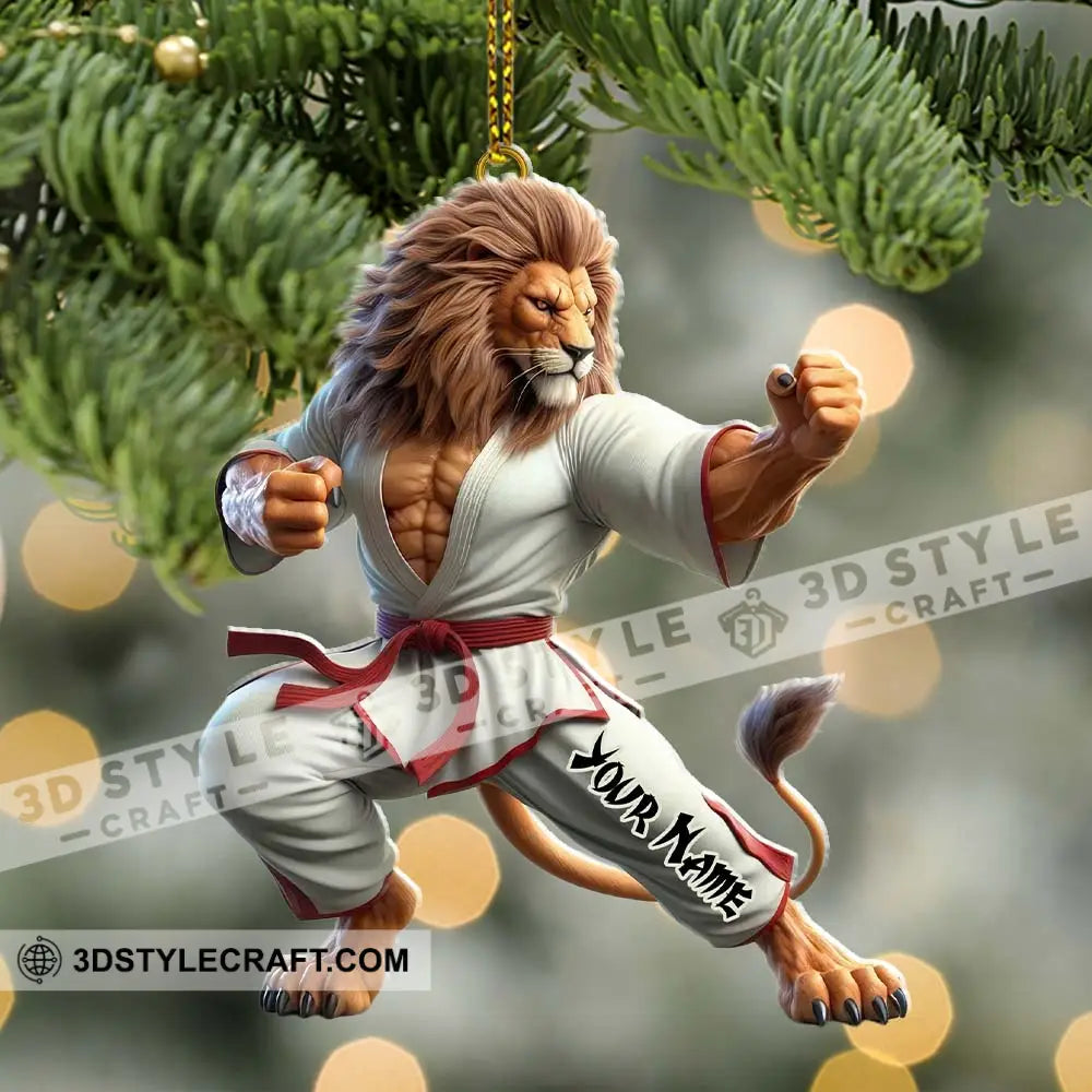 Custom Name Lion Karate Ornament Christmas Gift