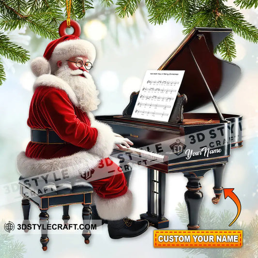 Custom Name Piano Santa Ornament Christmas Gift For Pianist