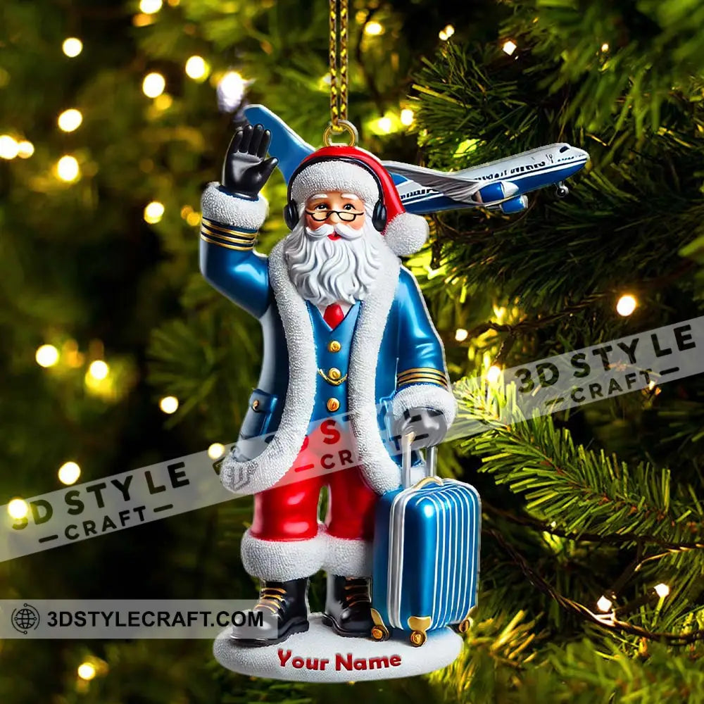 Custom Name Pilot Santa Ornament Christmas Gift