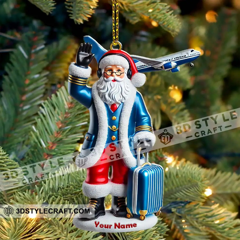 Custom Name Pilot Santa Ornament Christmas Gift
