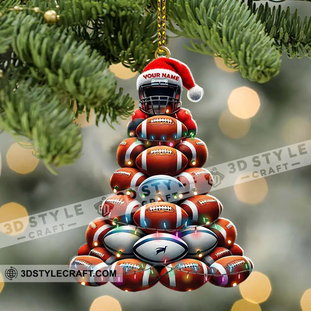 Custom Name Rugby Football Ornament Lover Christmas Gift