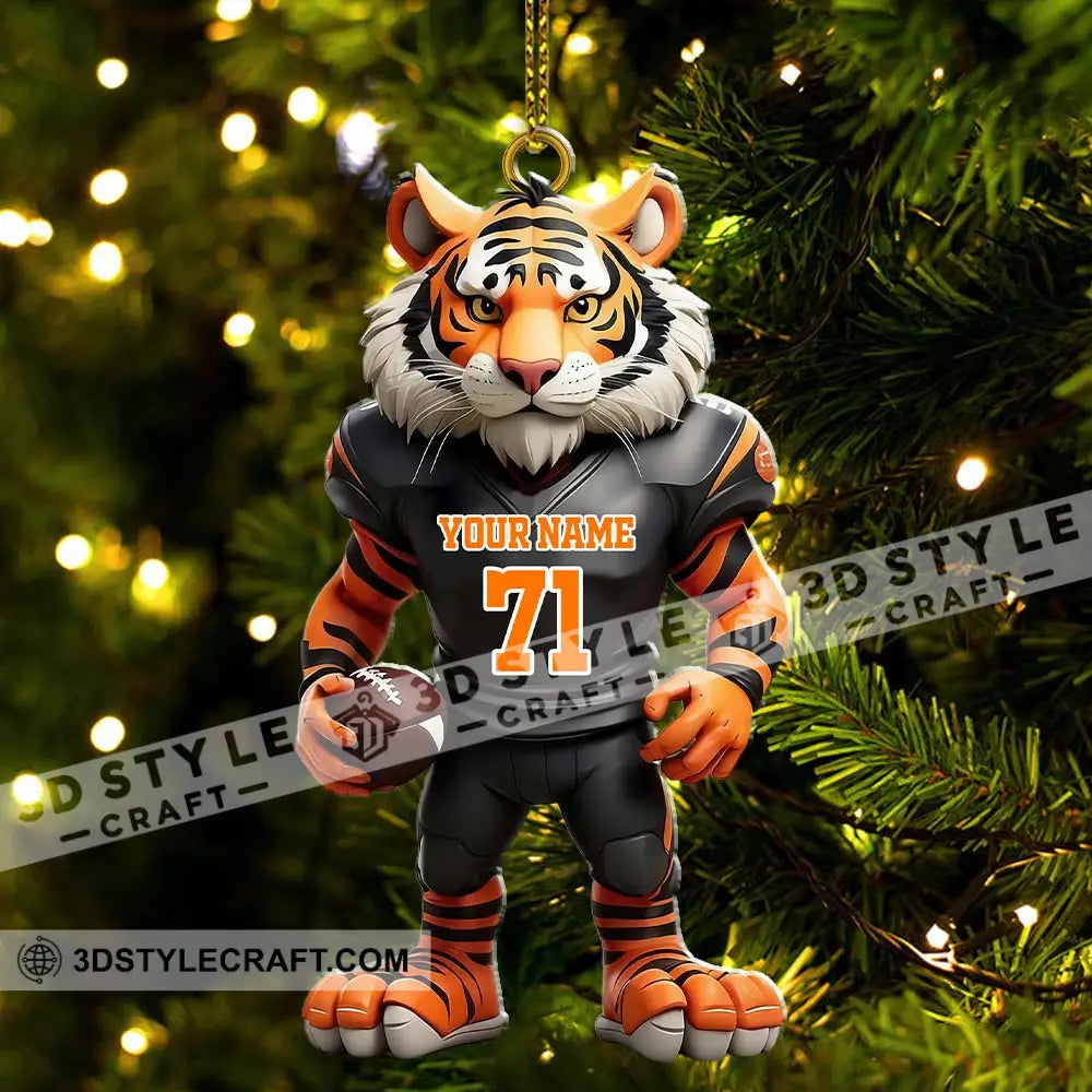 Custom Name Rugby Football Tiger Ornament Lover Christmas Gift