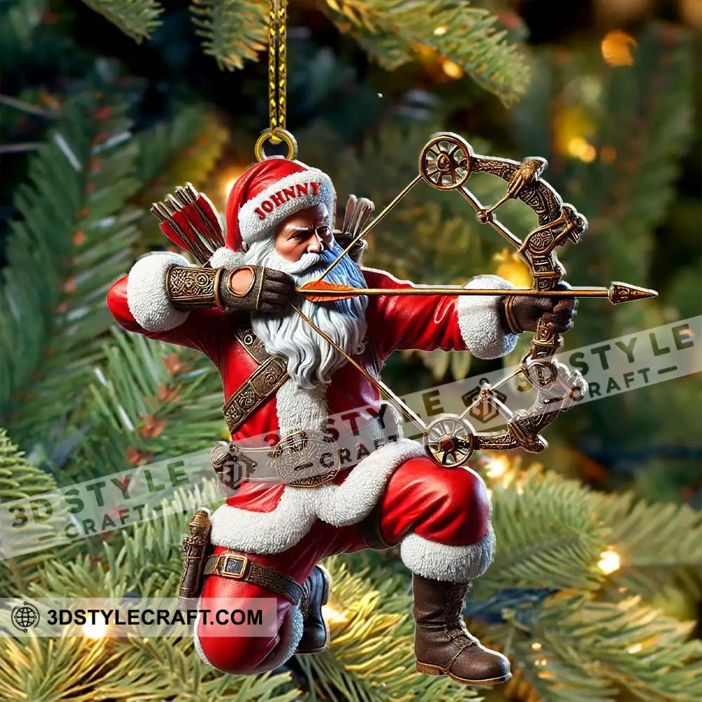 Custom Name Santa Archery Christmas Ornament Gift