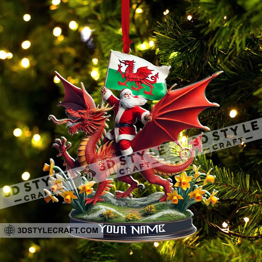 Custom Name Santa Dragon Ornament Christmas Gift For Lover