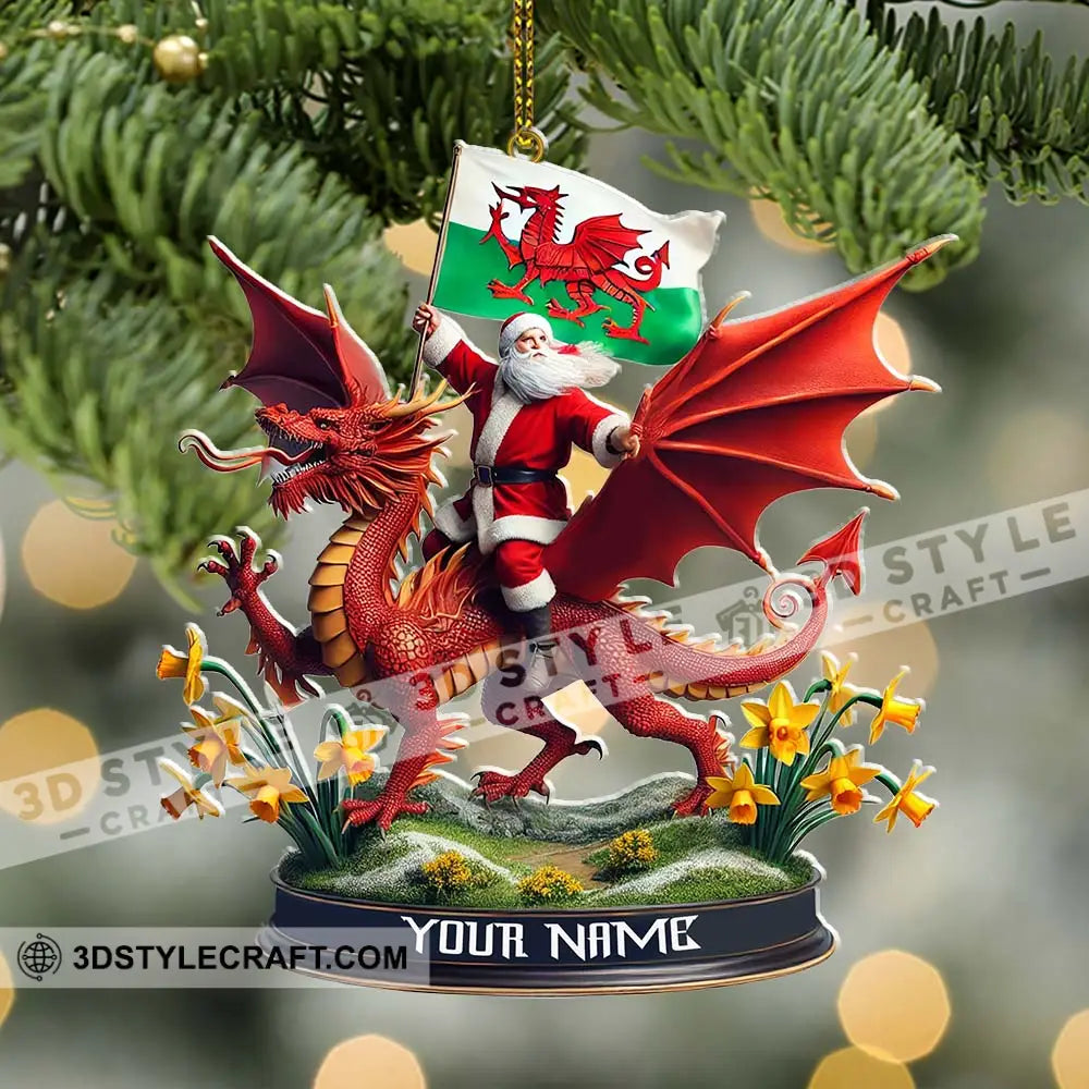 Custom Name Santa Dragon Ornament Christmas Gift For Lover