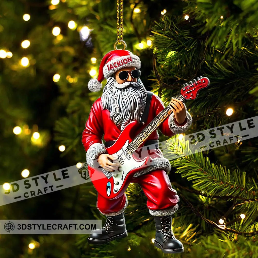 Custom Name Santa Guitar Ornament Christmas Gift
