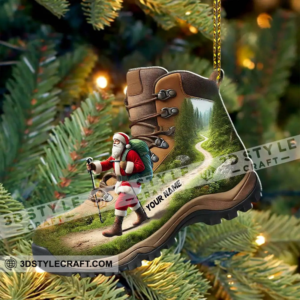 Custom Name Santa Hiking Ornament Lover Christmas Gift