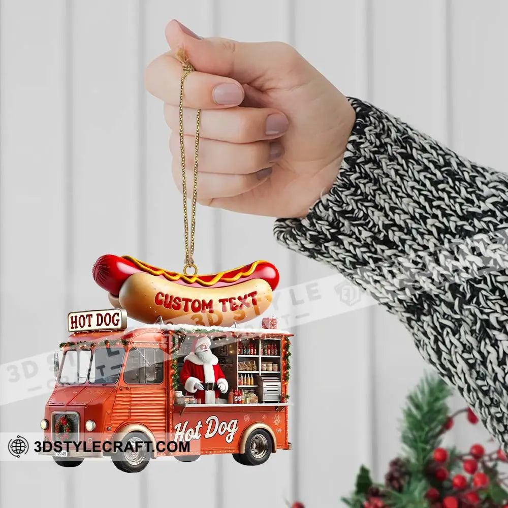 Custom Name Santa Hot Dog Ornament Christmas Gift Decor