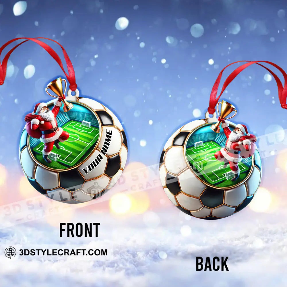 Custom Name Soccer Santa Ornament Christmas Gift