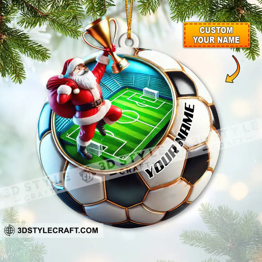 Custom Name Soccer Santa Ornament Christmas Gift