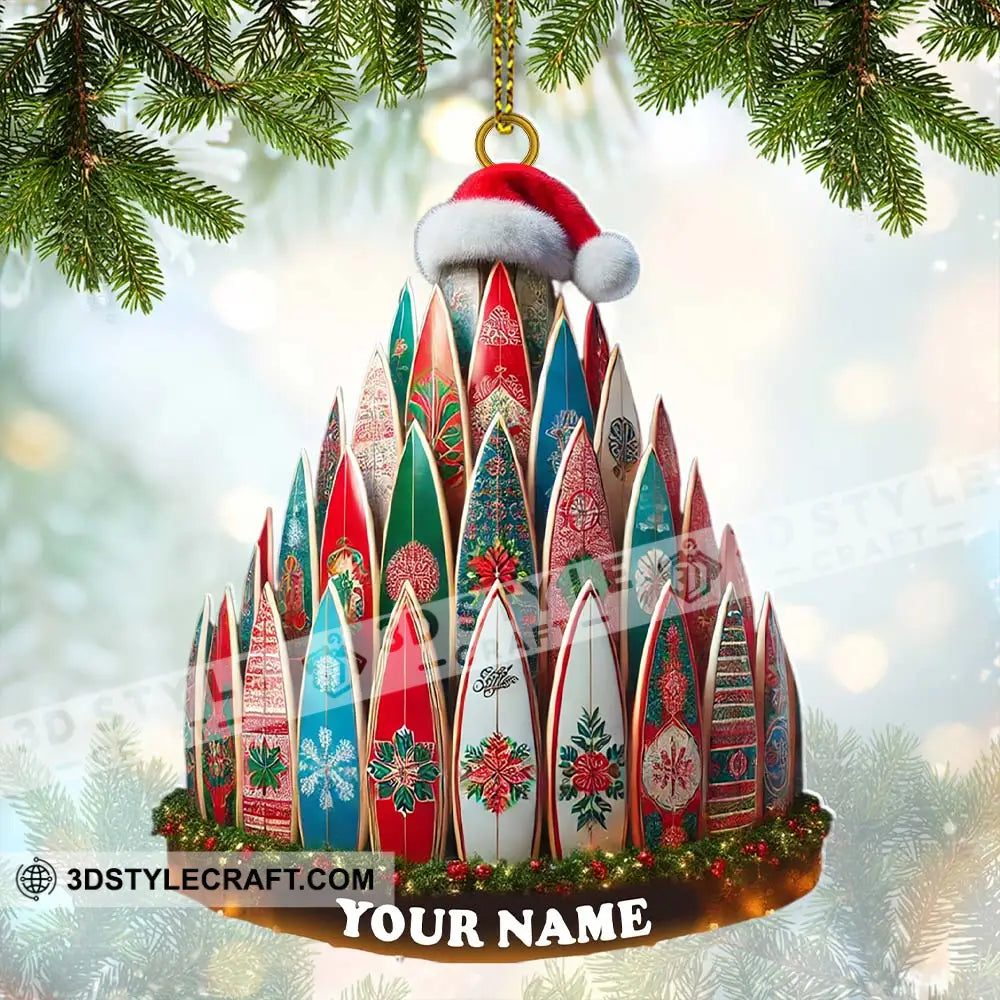 Custom Name Surfing Ornament Christmas Gift For Lover 3.54’’ / 1