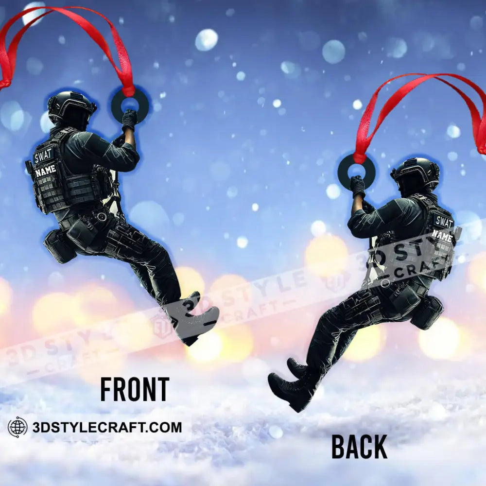 Custom Name Swat Ornament Gift For Swat Police