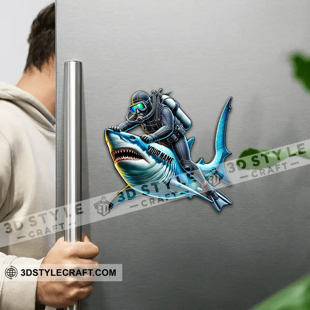 Diving Shark Fridge Magnet - Personalized