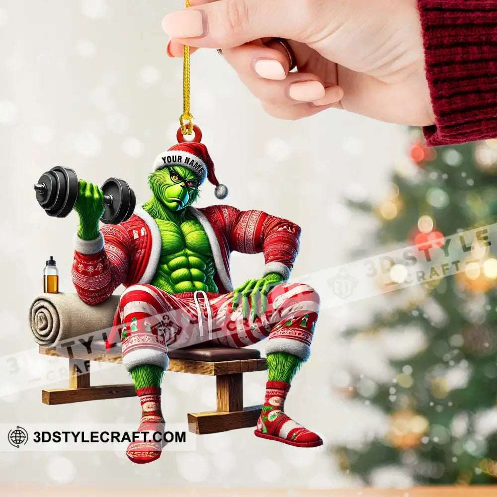 Elf Dumbbell Lift Home Decor Christmas Ornament Personalized