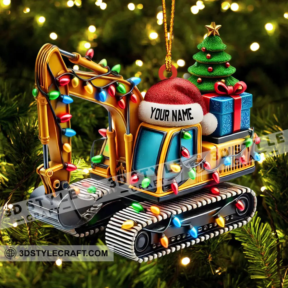 Excavator Decor Christmas Ornament Personalized