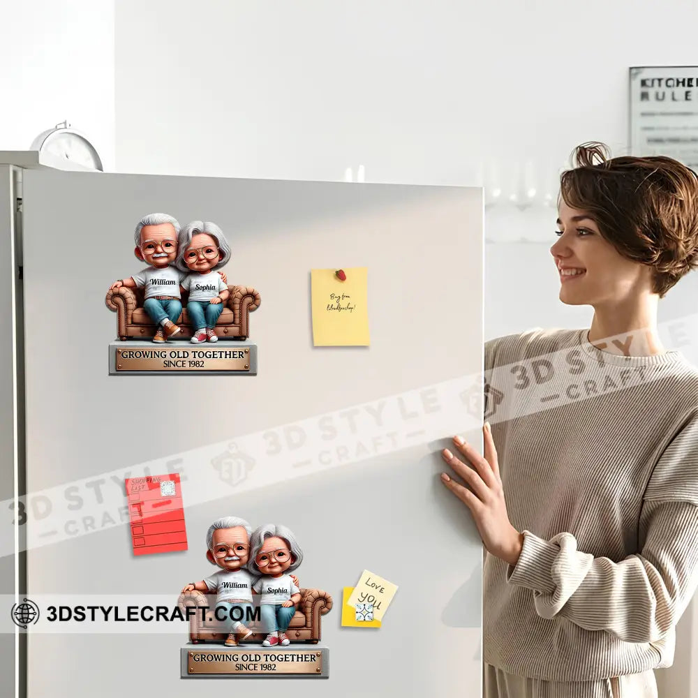 Growing Old Together Couple Fridge Magnet - Personalized