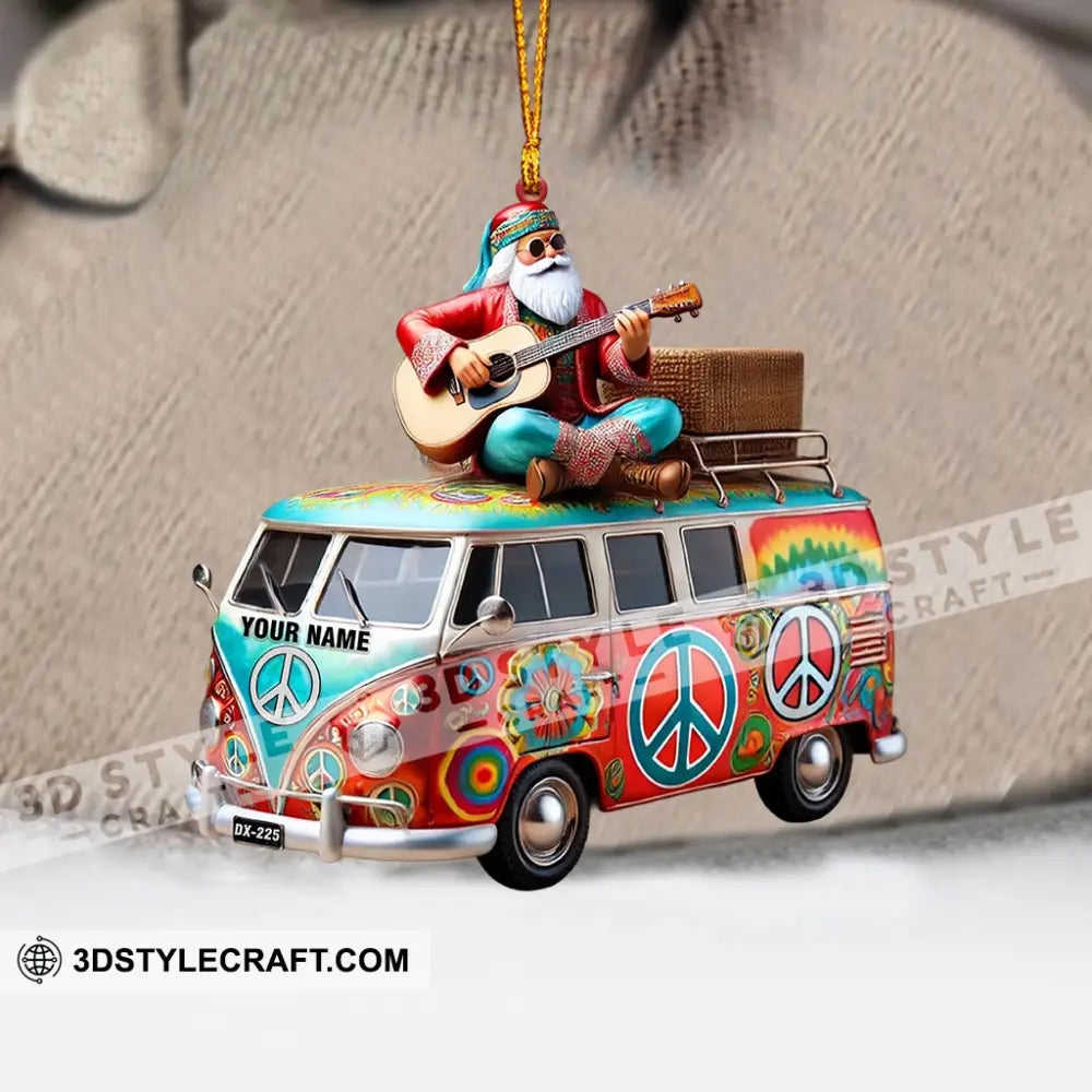 Happy Hippie Santa Christmas Ornament Personalized
