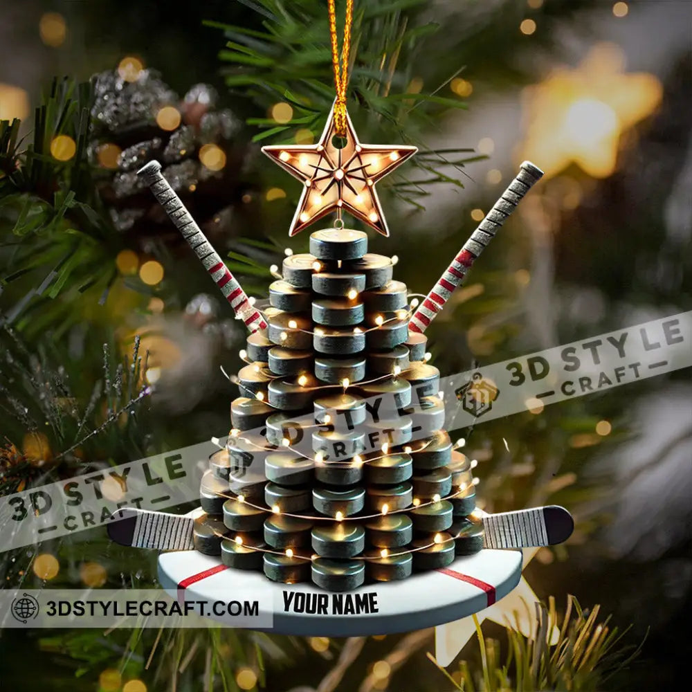 Hockey Tree Christmas Ornament Personalized
