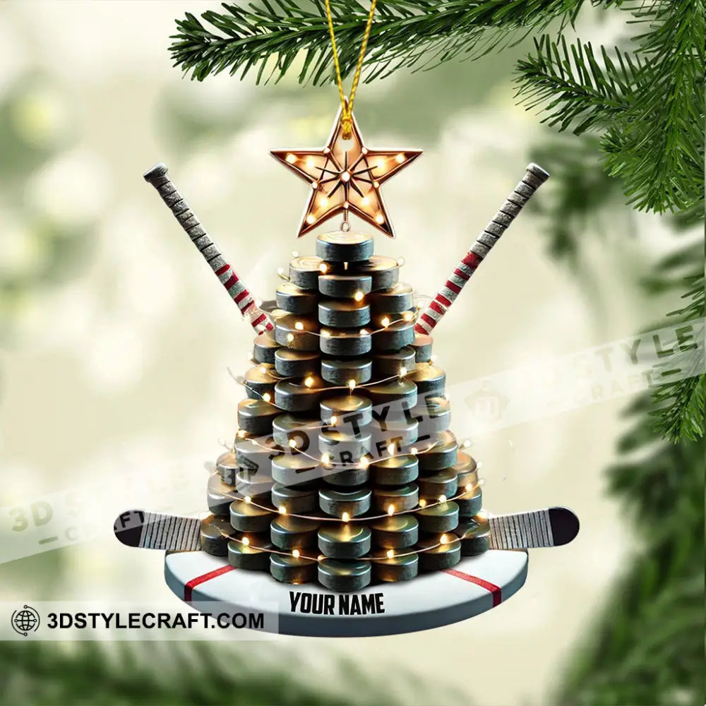 Hockey Tree Christmas Ornament Personalized