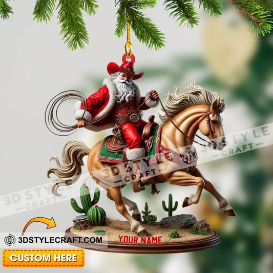 Horse Riding Santa Home Decor Christmas Ornament Personalized Ornament 3.54’’ / 1 Ornament Ornament
