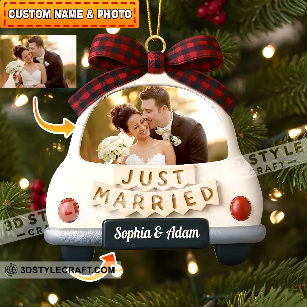 Just Married Home Decor Christmas Ornament Personalized Ornament 3.54’’ / 1 Ornament Ornament